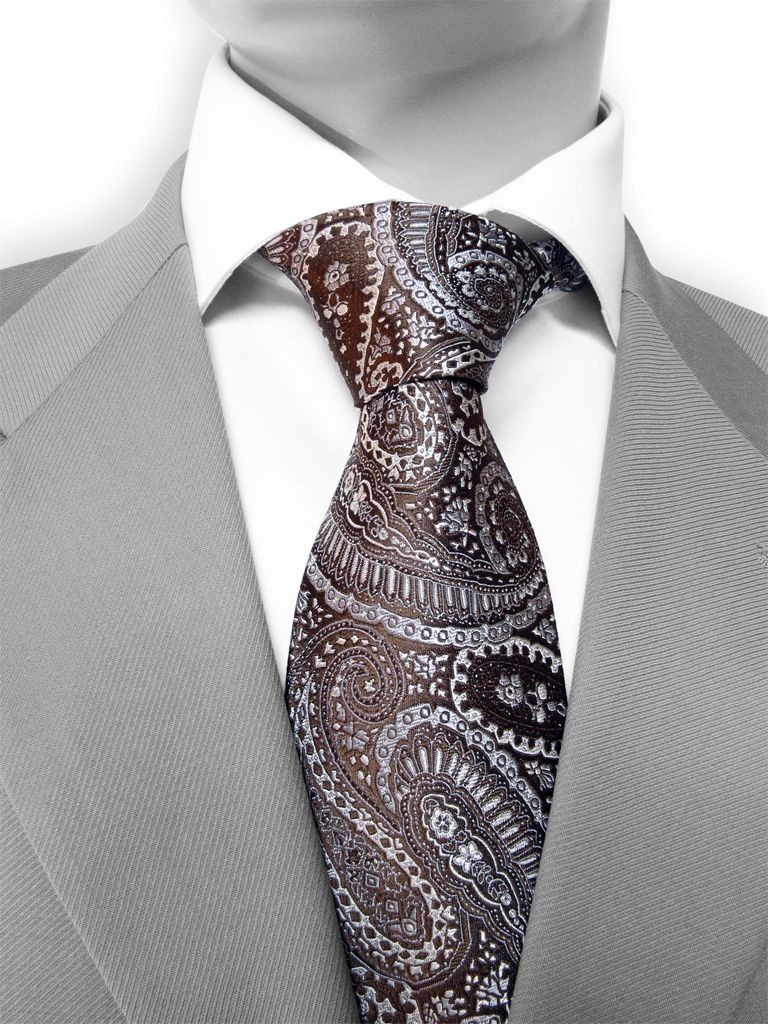 Cravate Suitsupply Luxe Paisley Lin Brun - Fabriquée En Italie - Homme