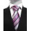 Stripe 200 - Cravate à rayures mauves et noires sur fond gris.