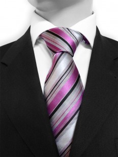 Cravate mauve et noire et grise