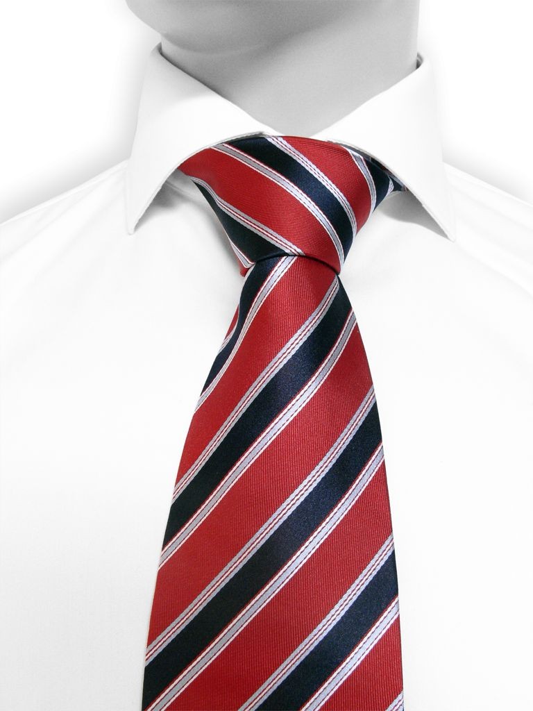 Cravate Rouge Foncée à Rayures Rouges et Blanches | Cravate Gentleman