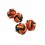 Knot 610 - Bouton de manchette en Passementerie rouge, noire et orangée.