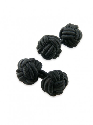 Knot 10 - Bouton de manchette en soie noire