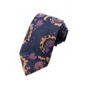 Cravate à motif bleu, ocre et rose