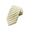 Cravate jaune pâle à fines rayures bleues