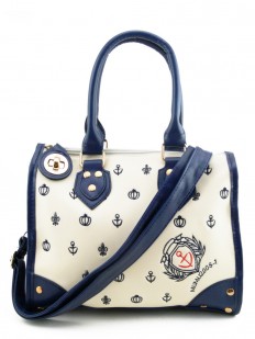 Sac à main bleu marine et écru