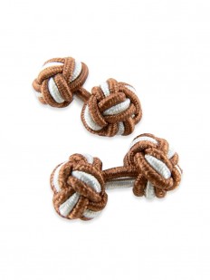 Knot 290 - Bouton de manchette en passementerie brun clair et blanche