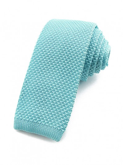 Cravate tricot bleu aigue-marine
