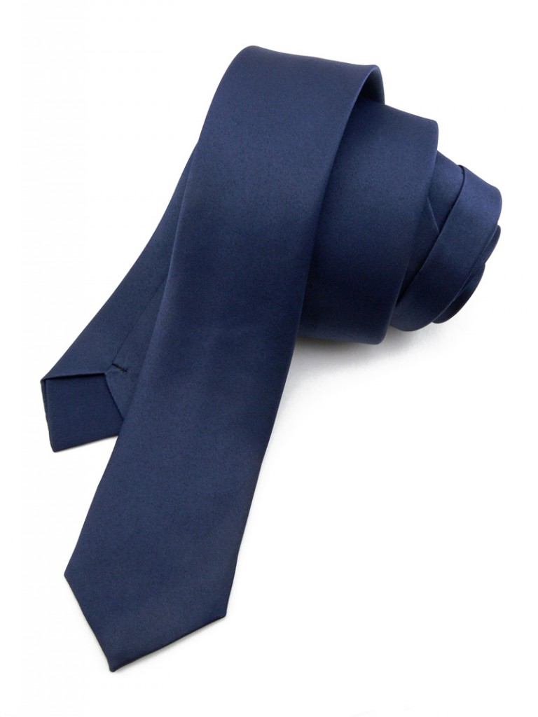Cravate luxe slim en soie véritable bleu marine Collection prestige EDERTON®