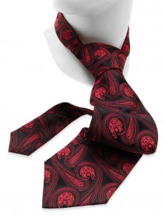 Paisley 50 - Cravate cachemire rouge et noire