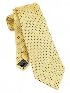 Cravate jaune pâle à petits pois noirs