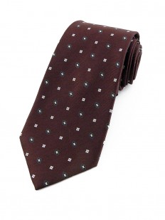 Cravate rouge Bourgogne à motifs géométriques blancs argentés
