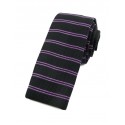 Cravate tricot noire à rayures volettes