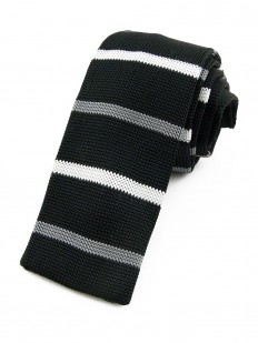 Cravate tricot noire à rayures