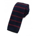 Cravate tricot bleu marine à rayures