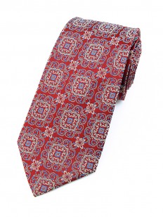 Motive 90 - Cravate Luxe rouge grenadine à motifs et reflets