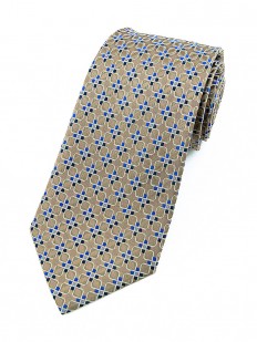 Cravate marron à motifs blancs et bleus