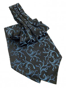 Foulard Ascot noir à motif bleu