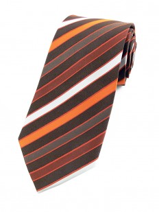 Stripe 260 - Cravate à rayures mordorées et orangées.