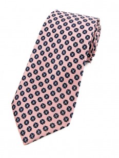 Motive 250 - Cravate rose saumon et motif octogonale bleu marine.