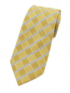 Stripe 120 - Cravate jaune à rayures blanches et bleues