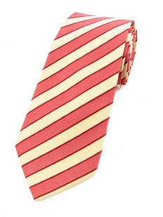Stripe 110 - Cravate à rayures rouge corail et or