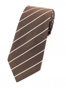 Cravate fashion marron à rayures blanches