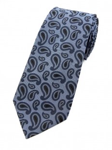 Paisley 20 - Cravate en soie cachemire moderne bleue