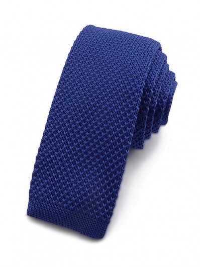 Cravate tricot bleu roi