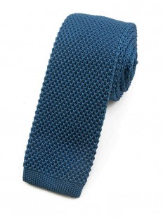 Cravate tricot bleu canard