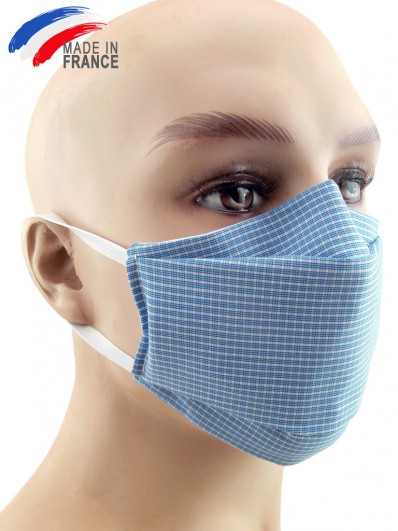 Masque de protection alternatif en coton bleu et blanc