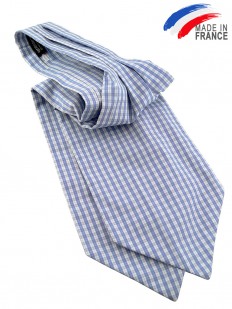 Cravate Ascot bleu et blanc