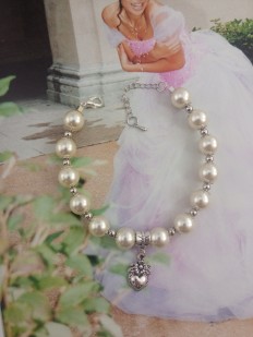 Bracelet perles et pendentif coeur - A personnaliser