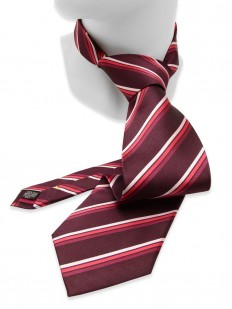 Stripe 40 - Cravate lie de vin﻿ à rayures rouges et argent