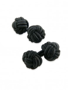 Knot 10 - Bouton de manchette en soie noire