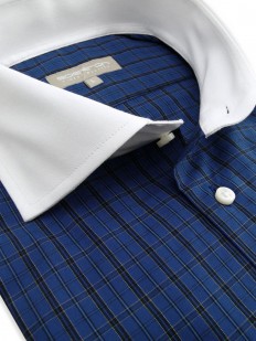 Chemise Écossaise à motif bleu, noir et jaune,
