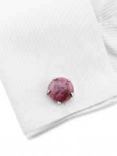 Stone 170 - Bouton de manchette rond en pierre rose
