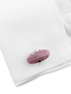 Stone 180 - Bouton de manchette en navette de pierre rose