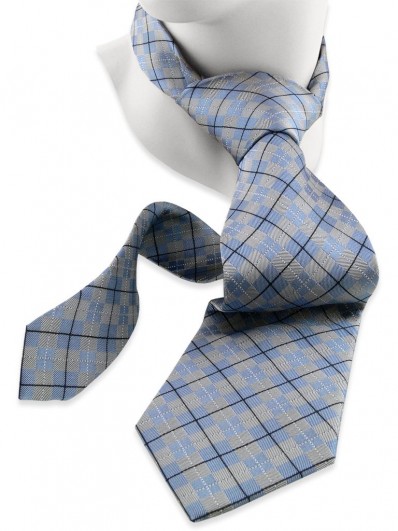 Check 130 - Cravate en tartan Écossais gris et bleu