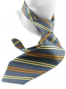 Stripe 230 - Cravate gris-bleu à rayures jaunes et ocres