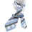 Check 150 - Cravate en soie grise et bleue d'allure moderne.