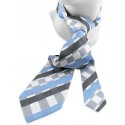 Cravate grise et bleue à motif en damier